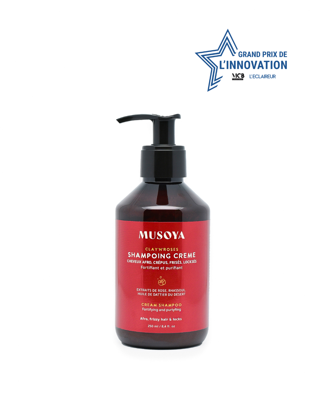 Shampoing crème fortifiant & purifiant - Clay'N'Roses - Musoya - 250ml Musoya