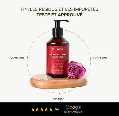 Shampoing crème fortifiant & purifiant - Clay'N'Roses - Musoya - 250ml